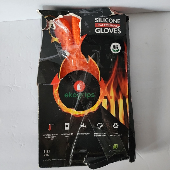 New, Only Tried On, Ekogrips Orange Oven Gloves Heat Resitant BBQ Grill XXL - Picture 1 of 4